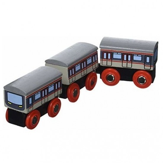 Trenulet Subway cu 3 vagoane Subway Metrou din lemn