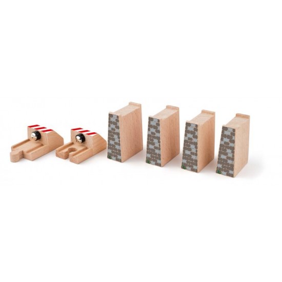 Set 4 Piloni sustinere pod din lemn si 2 Tampoane Opritoare magnetice