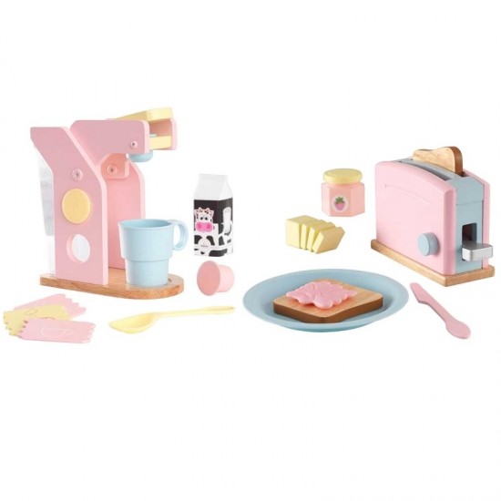 Set de jucarie Expresor Cafea si Toaster Pastel expresso din lemn Kidkraft