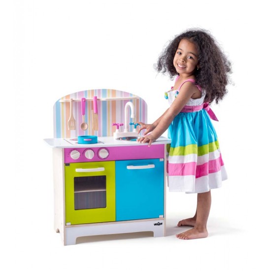 Bucatarie de joaca pentru copii din lemn cu accesorii Julia WoodyLand