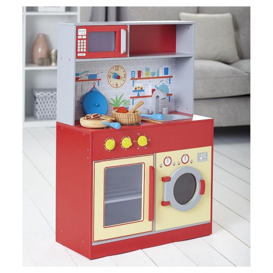 Bucatarie din lemn Red Kitchen Lets Cook OnlyToys
