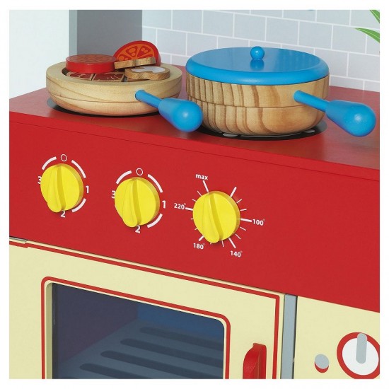 Bucatarie din lemn Red Kitchen Lets Cook OnlyToys