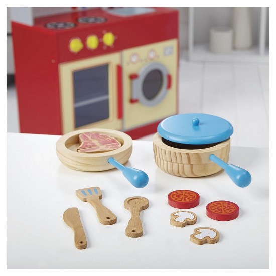 Bucatarie din lemn Red Kitchen Lets Cook OnlyToys