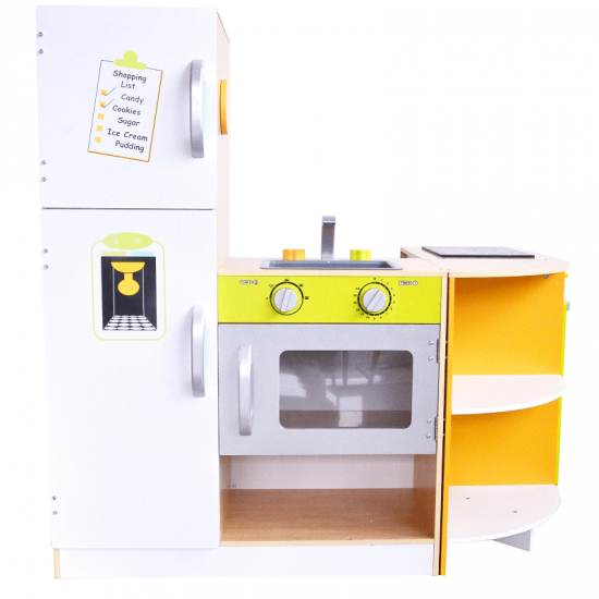 Bucatarie modulara din lemn de joaca copii cu 4 piese interschimbabile-Deluxe Grande Cuisine Modular Wooden Play Kitchen Acooltoy 