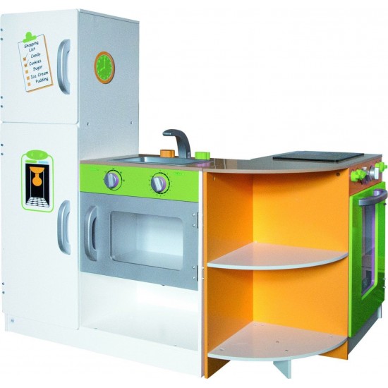 Bucatarie modulara din lemn de joaca copii cu 4 piese interschimbabile-Deluxe Grande Cuisine Modular Wooden Play Kitchen Acooltoy 