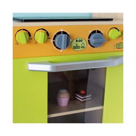 Bucatarie modulara din lemn de joaca copii cu 4 piese interschimbabile-Deluxe Grande Cuisine Modular Wooden Play Kitchen Acooltoy 
