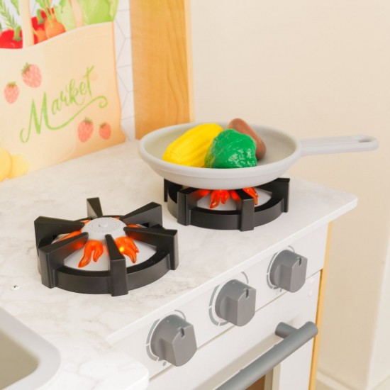 Bucataria de joaca pentru copii KidKraft Fresh Harvest Kitchen cu sunete si luminii 22 accesorii 
