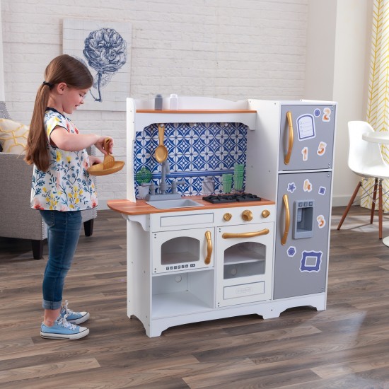 Bucataria de joaca pentru copii Mozaic cu Frigider magnetic - Mosaic Magentic Play Kitchen Kidkraft