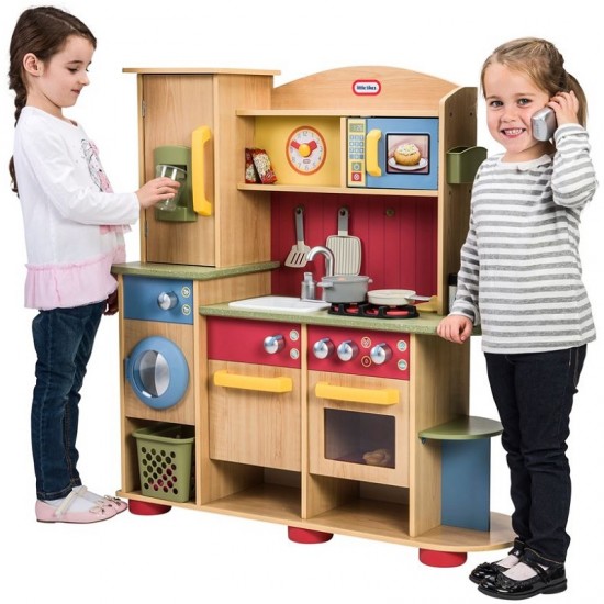 Bucatarie Premium de joaca din lemn Cooking Creation pentru copii cu accesorii incluse Wooden Kitchen 