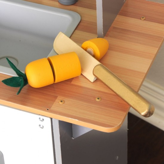 Bucatarie de joaca copii Terrace Garden Play Kitchen KidKraft cu accesorii sunte si lumini
