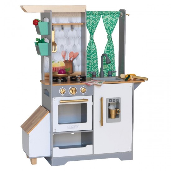 Bucatarie de joaca copii Terrace Garden Play Kitchen KidKraft cu accesorii sunte si lumini