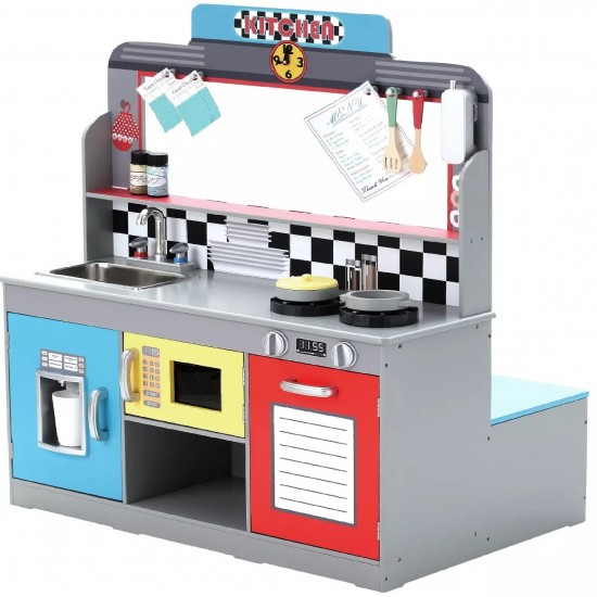 Bucatarie Combo Restaurant Brooklyn 2 in 1 cu loc de luat masa -  Diner American Play Kitchen cu Sunete si Lumini Teamson