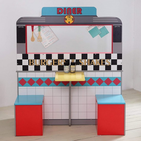 Bucatarie Combo Restaurant Brooklyn 2 in 1 cu loc de luat masa -  Diner American Play Kitchen cu Sunete si Lumini Teamson
