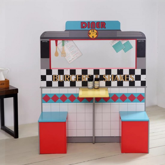 Bucatarie Combo Restaurant Brooklyn 2 in 1 cu loc de luat masa -  Diner American Play Kitchen cu Sunete si Lumini Teamson