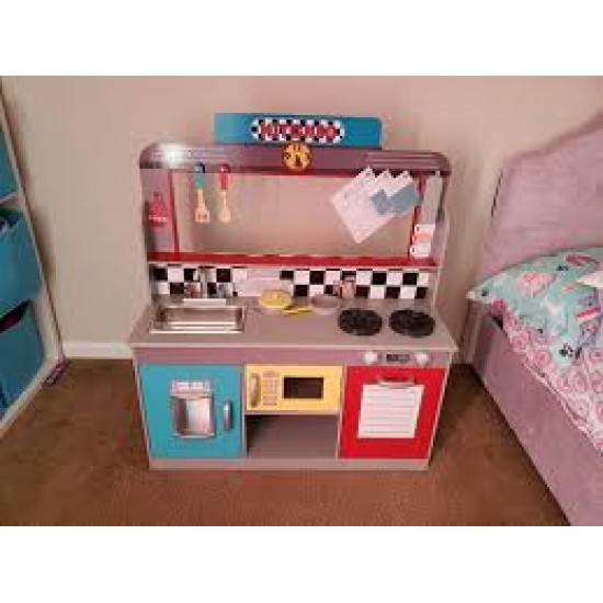 Bucatarie Combo Restaurant Brooklyn 2 in 1 cu loc de luat masa -  Diner American Play Kitchen cu Sunete si Lumini Teamson