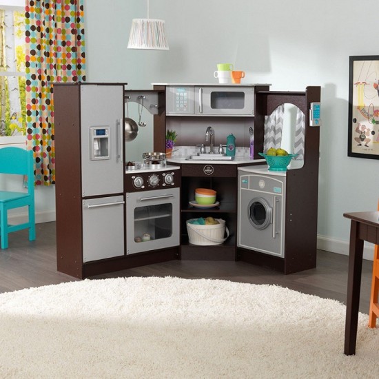 Bucataria de jucarie pentru copii KidKraft Ultimate Corner Play Kitchen cu sunete si lumini