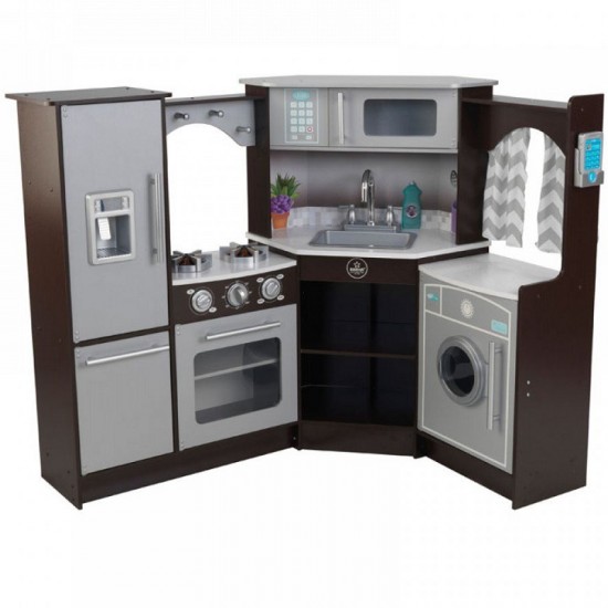 Bucataria de jucarie pentru copii KidKraft Ultimate Corner Play Kitchen cu sunete si lumini