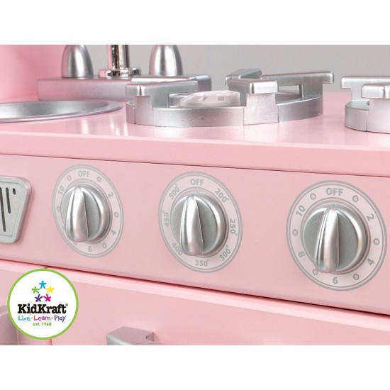 Bucatarie roz de joaca pentru copii - Bucatarie Clasica Vintage Pink Kitchen Kidkraft