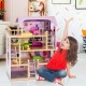 Casa de papusi din lemn MDF - Wooden Dollhouse cu patru etaje si mobilier inclus