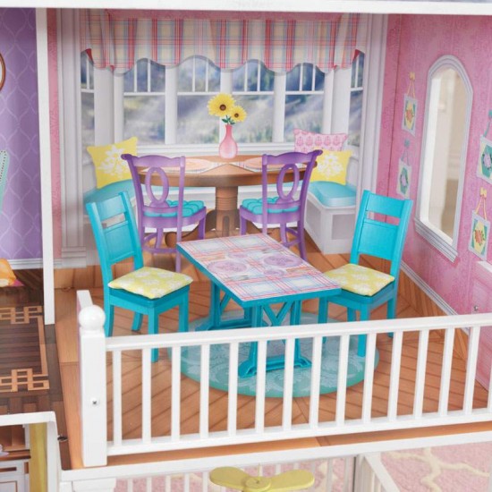 Casuta pentru papusi Country Estate KidKraft cu sunete si lumini 135 x 117 cm din lemn MDF