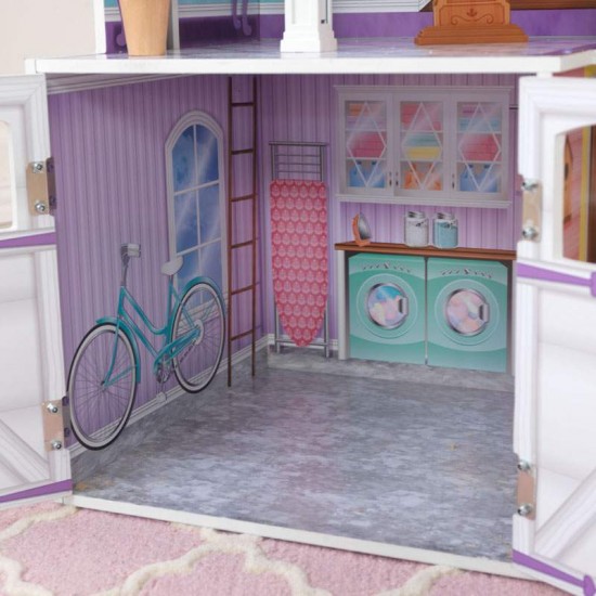 Casuta pentru papusi Country Estate KidKraft cu sunete si lumini 135 x 117 cm din lemn MDF