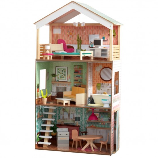 Casuta din lemn de joaca pentru papusi Vintage Luxe Dottie Dollhouse KidKraft