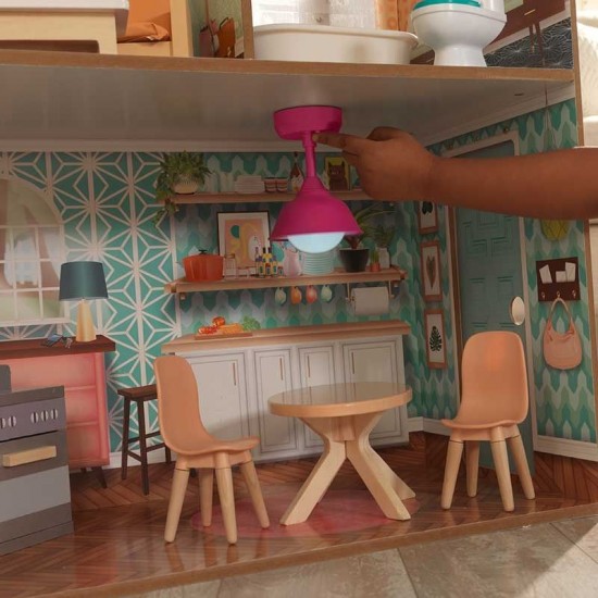 Casuta din lemn de joaca pentru papusi Vintage Luxe Dottie Dollhouse KidKraft