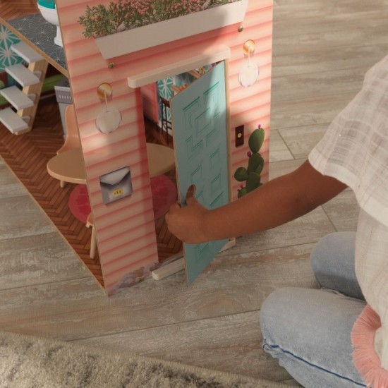 Casuta din lemn de joaca pentru papusi Vintage Luxe Dottie Dollhouse KidKraft