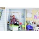 Casa de papusi din lemn MDF - Eichhorn Dollhouse 123 cm cu trei etaje mobilata complet