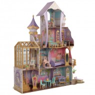Casuta Castel pentru papusi din lemn MDF Enchanted Greenhouse Castle EZ Kraft Assembly cu Sunete si Lumini KidKraft