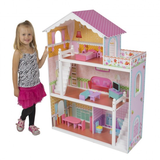 Casa de papusi din lemn Madeira DollHouse cu doua scari interioare