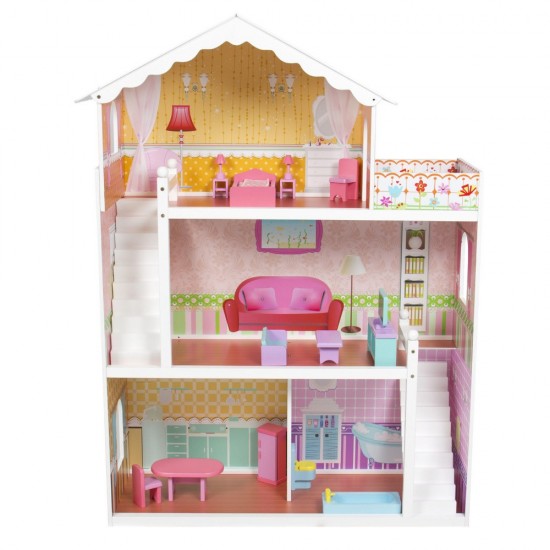 Casa de papusi din lemn Madeira DollHouse cu doua scari interioare