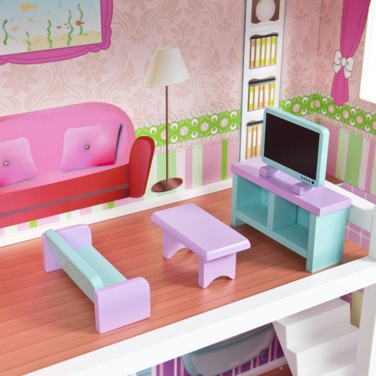 Casa de papusi din lemn Madeira DollHouse cu doua scari interioare