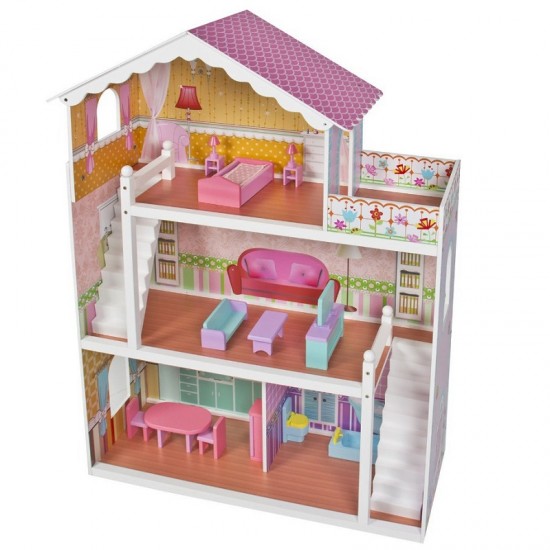 Casa de papusi din lemn Madeira DollHouse cu doua scari interioare
