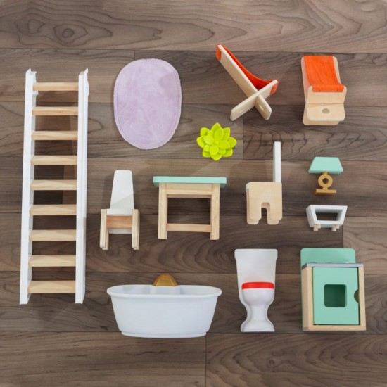 Casuta de papusi din lemn Marlow Dollhouse EZ Kraft Assembly cu lumini sunete si pat rabatabil Kidkraft