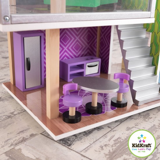 Casuta de papusi Modern Living Dollhouse Kidkraft – 360 grade de joaca pe ambele parti