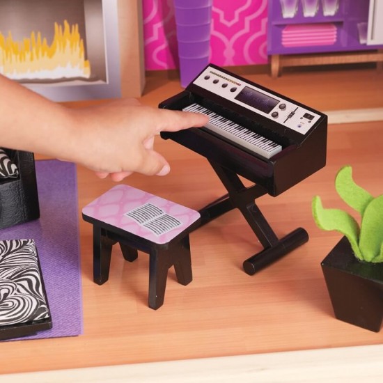 Casuta de papusi din lemn Uptown DollHouse KidKraft cu piscina cu apa