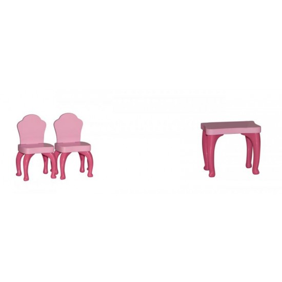 Casa de papusi din lemn MDF - Woodyland Dollhouse  cu lift 116 cm  trei etaje cu mobilier inclus