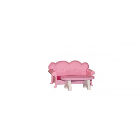 Casa de papusi din lemn MDF - Woodyland Dollhouse  cu lift 116 cm  trei etaje cu mobilier inclus