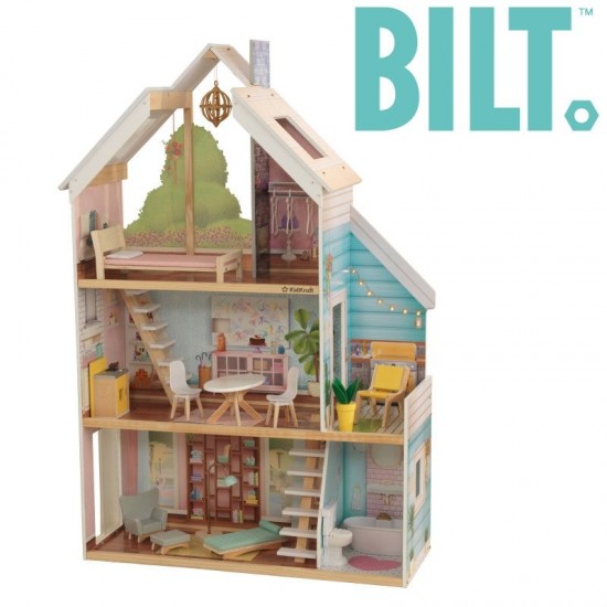 Casuta de papusi din lemn ZOEY - Juliette - Dollhouse Kidkraft EZ Kraft Assembly cu sunete si lumini