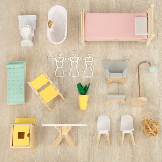 Casuta de papusi din lemn ZOEY - Juliette - Dollhouse Kidkraft EZ Kraft Assembly cu sunete si lumini