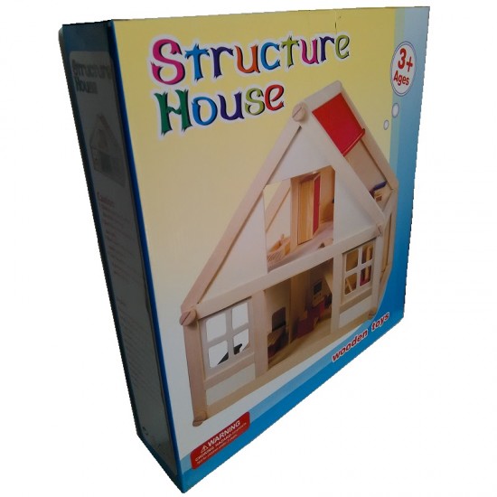 Casuta din lemn natur cu 4 seturi de mobilier Structure House