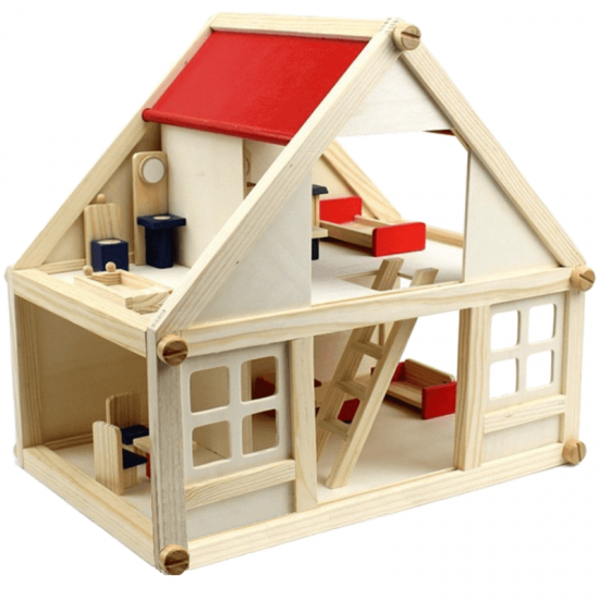 Casuta din lemn natur cu 4 seturi de mobilier Structure House