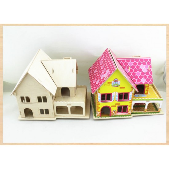 Sweet House - casuta din lemn de pictat puzzle 3D