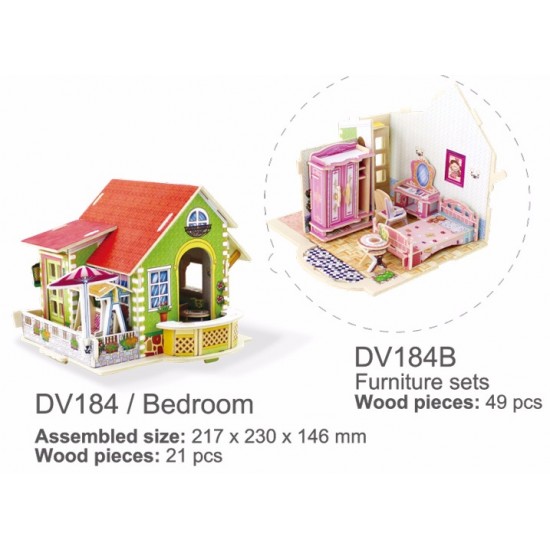 Dream Villa - Casuta din lemn cu mobilier de dormitor