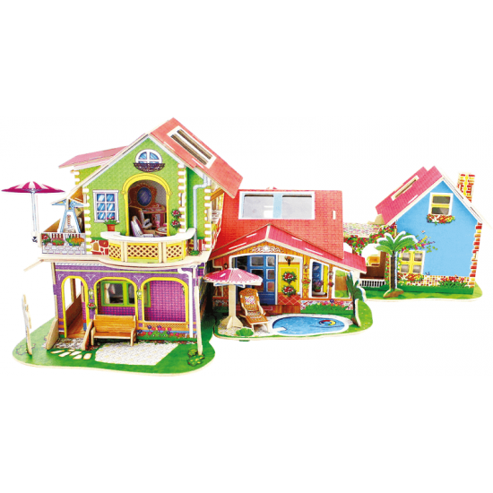 Dream Villa - Casute din lemn cu mobilier 5 in 1