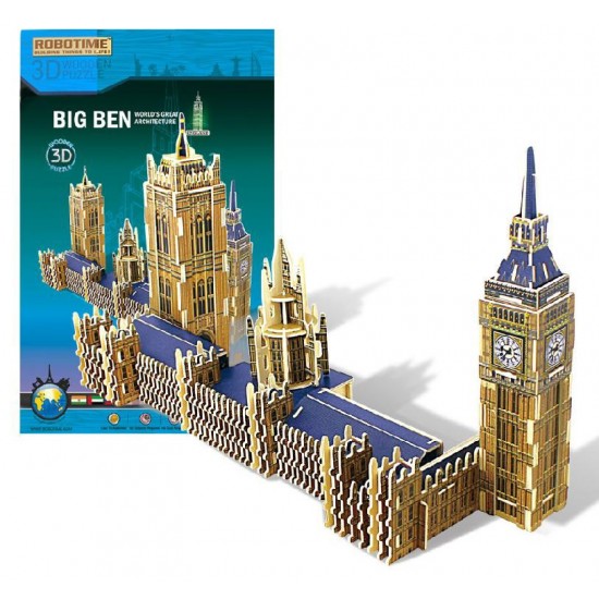 Elisabeth Tower cu Big Ben - puzzle 3D din lemn Robotime