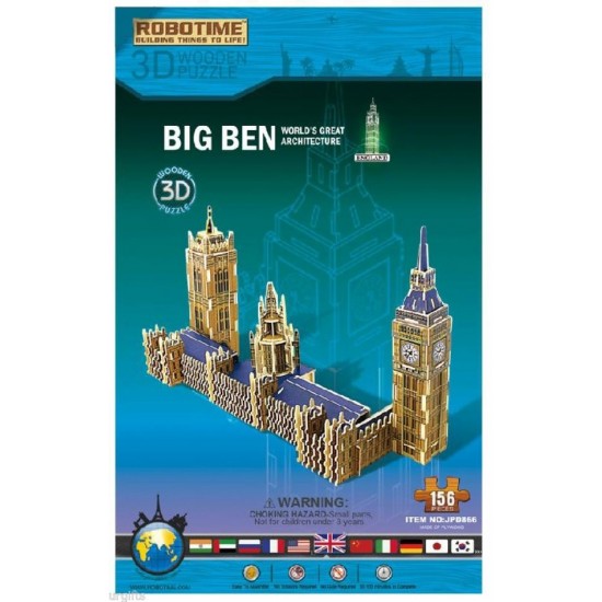 Elisabeth Tower cu Big Ben - puzzle 3D din lemn Robotime