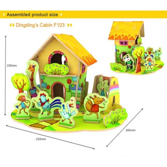 Dingding's Forest Cabine - Puzzle 3D din lemn