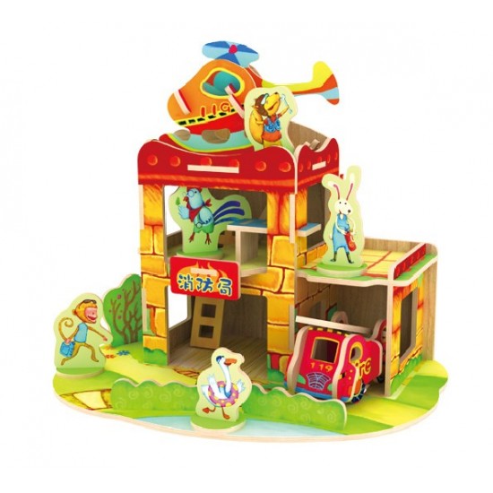 Fire Station Forest Cabin - Puzzle 3D din lemn